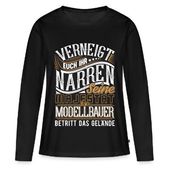 Modellbauer - Frauen Premium Bio Langarmshirt - Schwarz - Vorne - Julia (174cm)