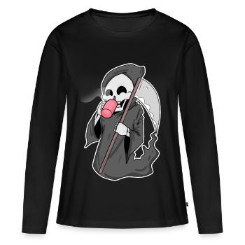 Grim Reaper with coffee - Women's Premium Organic Long Sleeve Shirt - black - Front - Julia (174cm)