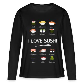 sushi kit love sushi essi sticks vue d’ensemble japon - T-shirt manches longues Premium bio Femme - noir - Devant - Julia (174cm)