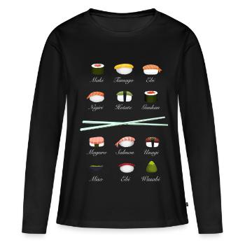 sushi kit Chopsticks manga wasabi japan Reis fish - Frauen Premium Bio Langarmshirt - Schwarz - Vorne - Julia (174cm)