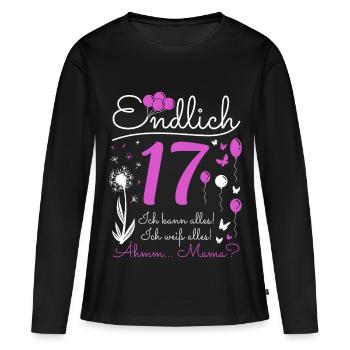 Endlich 17 Jahre Mädchen Ich Kann Alles Pusteblume - Frauen Premium Bio Langarmshirt - Schwarz - Vorne - Julia (174cm)