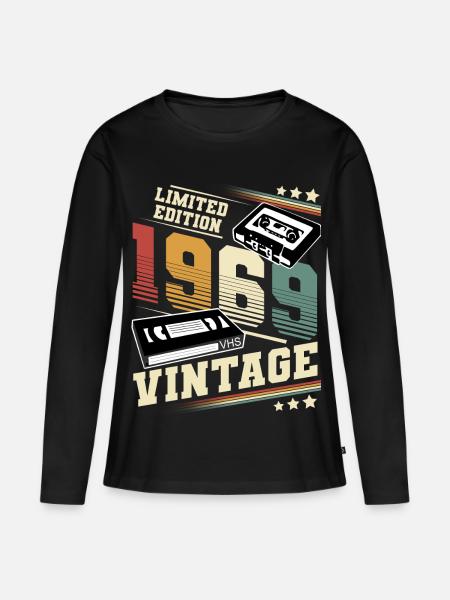 1969 Geburtsjahr Baujahr Geburtstag Vintage - Frauen Premium Bio Langarmshirt - Schwarz