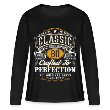 80th birthday - Women's Premium Organic Long Sleeve Shirt - black - Front - Julia (174cm)