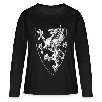 Rostock - griffon debout - T-shirt manches longues Premium bio Femme - noir - Devant - Julia (174cm)