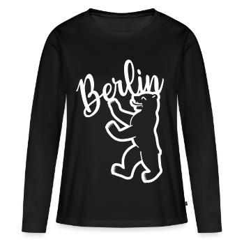 Ours de Berlin - T-shirt manches longues Premium bio Femme - noir - Devant - Julia (174cm)
