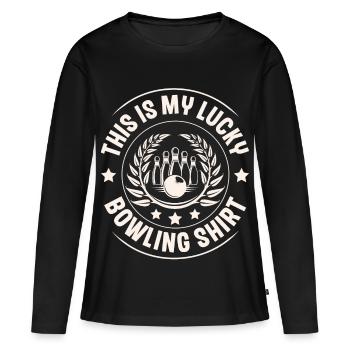 Bowling - T-shirt manches longues Premium bio Femme - noir - Devant - Julia (174cm)