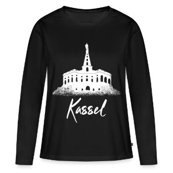 Kassel - T-shirt manches longues Premium bio Femme - noir - Devant - Julia (174cm)