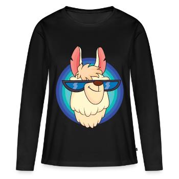 Lama frais avec des verres frais - T-shirt manches longues Premium bio Femme - noir - Devant - Julia (174cm)