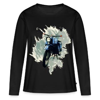 Simson Schwalbe - Frauen Premium Bio Langarmshirt - Schwarz - Vorne - Julia (174cm)