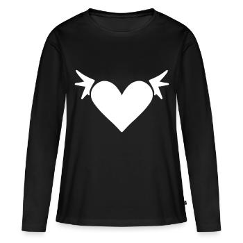 Ange du Cœur Ange Gardien - T-shirt manches longues Premium bio Femme - noir - Devant - Julia (174cm)