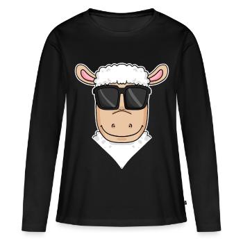 Illustration de moutons - T-shirt manches longues Premium bio Femme - noir - Devant - Julia (174cm)