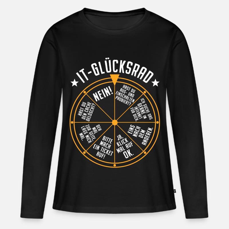 IT Support Glücksrad Service Desk IT Helpdesk Nerd - Frauen Premium Bio Langarmshirt - Schwarz
