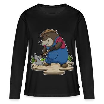 Ferme de pioches du Fermier de Taupes - T-shirt manches longues Premium bio Femme - noir - Devant - Julia (174cm)