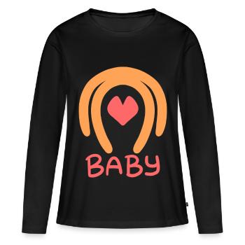 Bébé - T-shirt manches longues Premium bio Femme - noir - Devant - Julia (174cm)