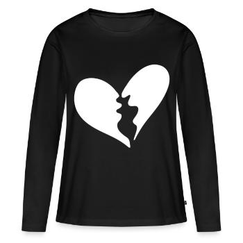 Cœur brisé - T-shirt manches longues Premium bio Femme - noir - Devant - Julia (174cm)