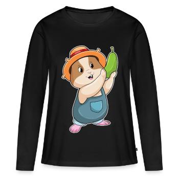 Ferme de courgettes pour éleveurs de hamsters - T-shirt manches longues Premium bio Femme - noir - Devant - Julia (174cm)