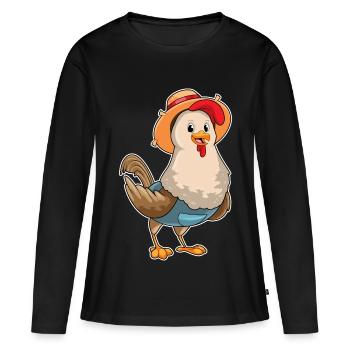 Ferme des éleveurs de poulets - T-shirt manches longues Premium bio Femme - noir - Devant - Julia (174cm)