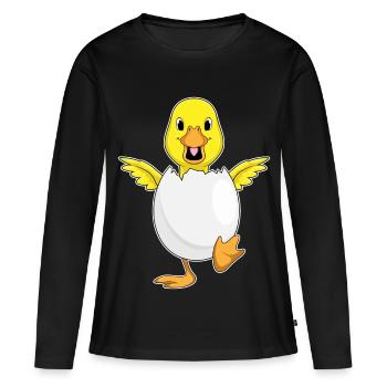 Ente Eierschale - Frauen Premium Bio Langarmshirt - Schwarz - Vorne - Julia (174cm)
