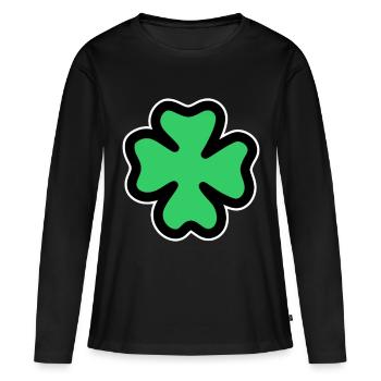 trèfle à quatre feuilles - T-shirt manches longues Premium bio Femme - noir - Devant - Julia (174cm)