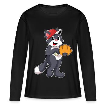 Gant de baseball Cat - T-shirt manches longues Premium bio Femme - noir - Devant - Julia (174cm)