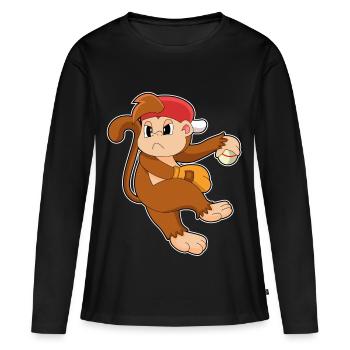 Gant de baseball Monkey - T-shirt manches longues Premium bio Femme - noir - Devant - Julia (174cm)