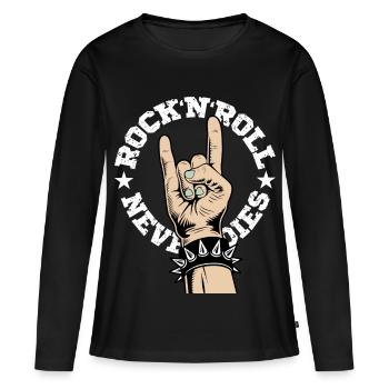 Rock'N'Roll Never Dies - T-shirt manches longues Premium bio Femme - noir - Devant - Julia (174cm)