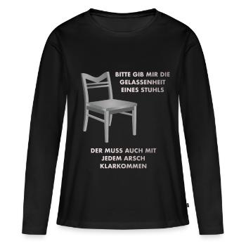 Gelassenheit eines Stuhls - Frauen Premium Bio Langarmshirt - Schwarz - Vorne - Julia (174cm)