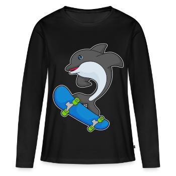 Delfin Skater Skateboard - T-shirt manches longues Premium bio Femme - noir - Devant - Julia (174cm)