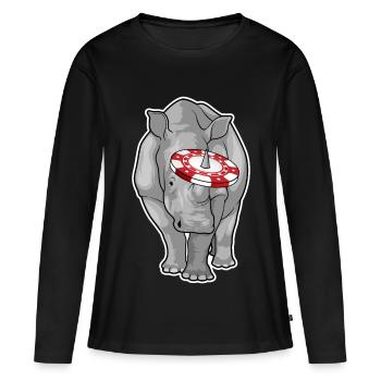 Jetons de poker Rhino Poker - T-shirt manches longues Premium bio Femme - noir - Devant - Julia (174cm)