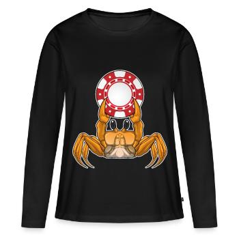 Jetons de poker Crab Poker - T-shirt manches longues Premium bio Femme - noir - Devant - Julia (174cm)