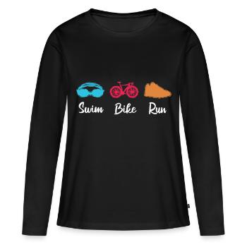 Triathlète - T-shirt manches longues Premium bio Femme - noir - Devant - Julia (174cm)