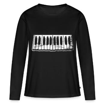 Clavier de piano - T-shirt manches longues Premium bio Femme - noir - Devant - Julia (174cm)