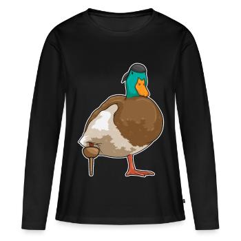 Canard Pirate Jambe de bois - T-shirt manches longues Premium bio Femme - noir - Devant - Julia (174cm)