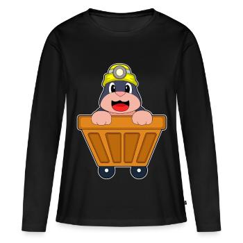 Taupe Miner Casque Minier Exploitation minière - T-shirt manches longues Premium bio Femme - noir - Devant - Julia (174cm)