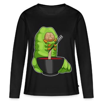 Cuisinière chenille cuisinière cuisinière de ramen - T-shirt manches longues Premium bio Femme - noir - Devant - Julia (174cm)
