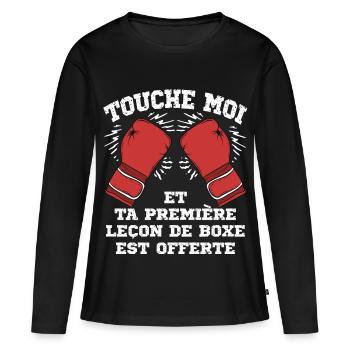 Touche moi et ta première leçon de boxe est offert - T-shirt manches longues Premium bio Femme - noir - Devant - Julia (174cm)