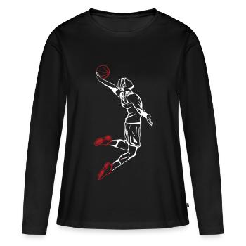 Joueur de basket-ball Slam Dunk - T-shirt manches longues Premium bio Femme - noir - Devant - Julia (174cm)