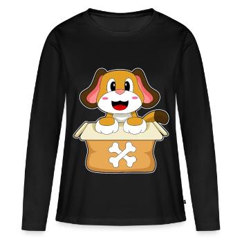 Hund Karton - Frauen Premium Bio Langarmshirt - Schwarz - Vorne - Julia (174cm)