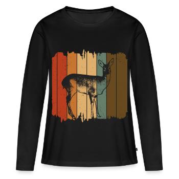 Chevreuil - T-shirt manches longues Premium bio Femme - noir - Devant - Julia (174cm)