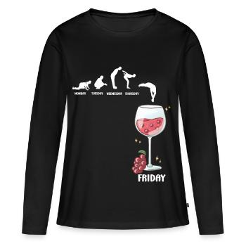 Friday Wine Time – Drink & Repeat Humor - Frauen Premium Bio Langarmshirt - Schwarz - Vorne - Julia (174cm)
