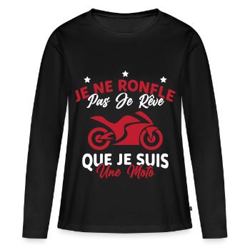 Je Ne Ronfle Pas Je Rêve Que Je Suis Une Moto - T-shirt manches longues Premium bio Femme - noir - Devant - Julia (174cm)