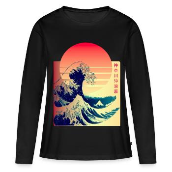 La Grande Vague au large de Kanagawa - T-shirt manches longues Premium bio Femme - noir - Devant - Julia (174cm)