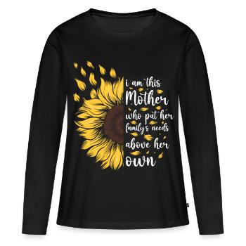 I Am This Mother Motivational Sunflower Geschenk - Frauen Premium Bio Langarmshirt - Schwarz - Vorne - Julia (174cm)