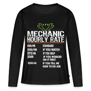 Taux horaire des mécaniciens Ouvriers mécaniciens Taux de main-d’œuvre - T-shirt manches longues Premium bio Femme - noir - Devant - Julia (174cm)