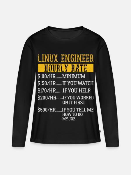 Linux Engineer Stundensatz Mechaniker Arbeitsrate - Frauen Premium Bio Langarmshirt - Schwarz