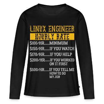 Ingénieur Linux Taux horaire Mécanique Taux de main-d’œuvre - T-shirt manches longues Premium bio Femme - noir - Devant - Julia (174cm)