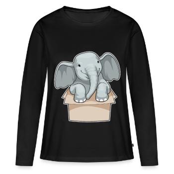 Elefant Karton - Frauen Premium Bio Langarmshirt - Schwarz - Vorne - Julia (174cm)