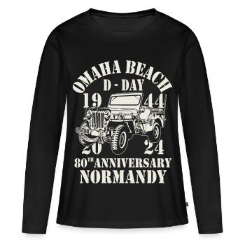 Omaha Beach D-Day 80th Anniversary Normandy - T-shirt manches longues Premium bio Femme - noir - Devant - Julia (174cm)