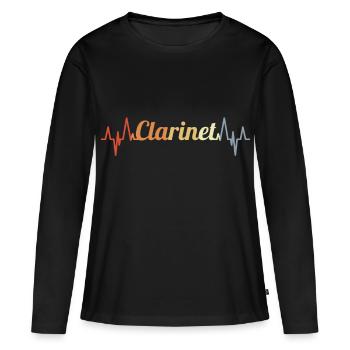 Battement de cœur de clarinette vintage - T-shirt manches longues Premium bio Femme - noir - Devant - Julia (174cm)