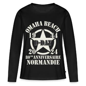 Omaha Beach D-Day 80ème Anniversaire Normandie - T-shirt manches longues Premium bio Femme - noir - Devant - Julia (174cm)